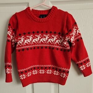 Janie and Jack Toddler Boy Bradbury Red Reindeer Christmas Sweater Size 3